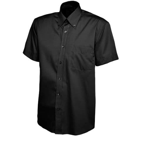 Uneek Mens Pinpoint Oxford Half Sleeve Shirt — Black