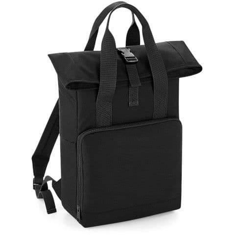BagBase Twin Handle Roll-Top Backpack — Black