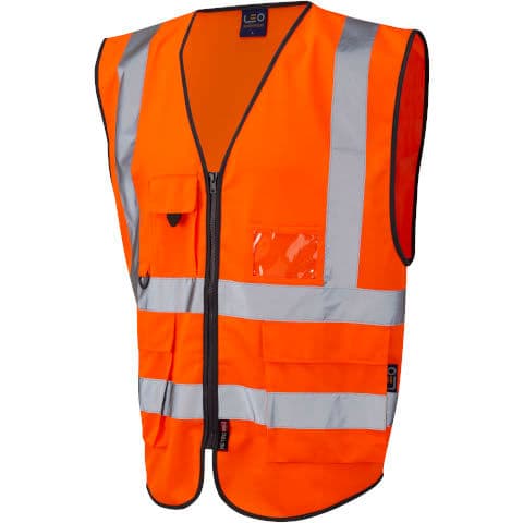 Leo Workwear Hi Vis Lynton Superior Waistcoat — Hi-Vis Orange