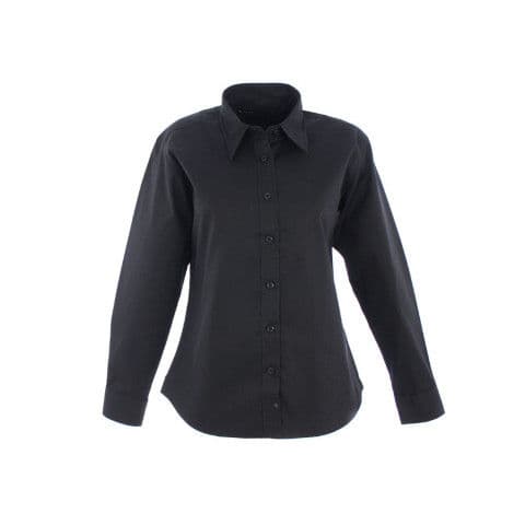 Uneek Ladies Pinpoint Oxford Full Sleeve Shirt — Black