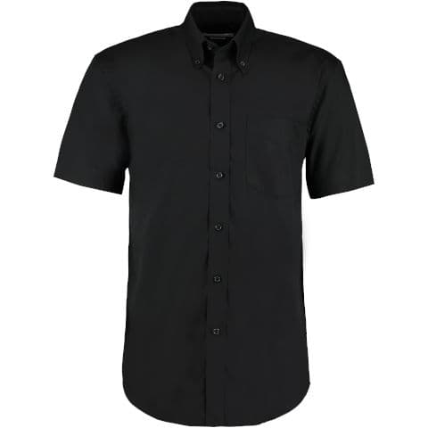 Kustom Kit Short Sleeve Corporate Oxford Shirt — Black