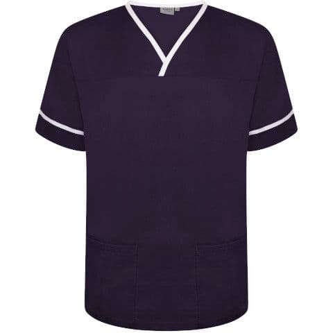 Behrens Contrast Trim Smart Scrub Top — Bottle Green/White