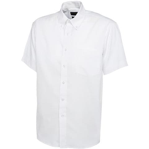 Uneek Mens Pinpoint Oxford Half Sleeve Shirt — White