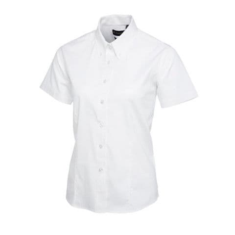 Uneek Ladies Pinpoint Oxford Half Sleeve Shirt — White