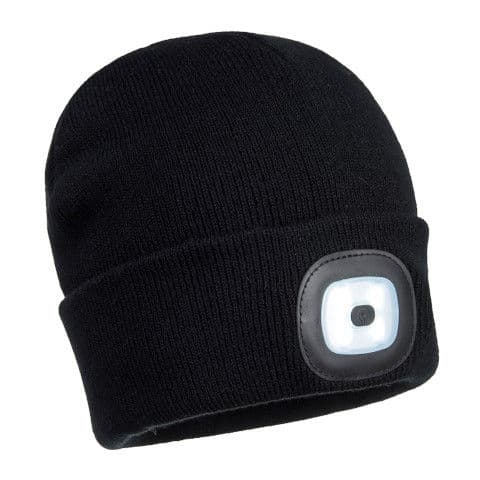 Portwest Beanie USB Rechargeable LED Head Light — Black